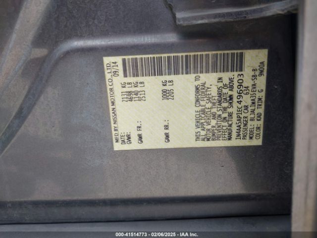 1N4AA5AP1EC496903 Nissan Maxima 3.5 Sv