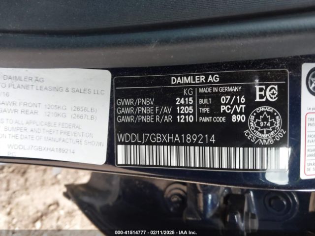 WDDLJ7GBXHA189214 Mercedes-Benz Amg Cls 63 S 4matic