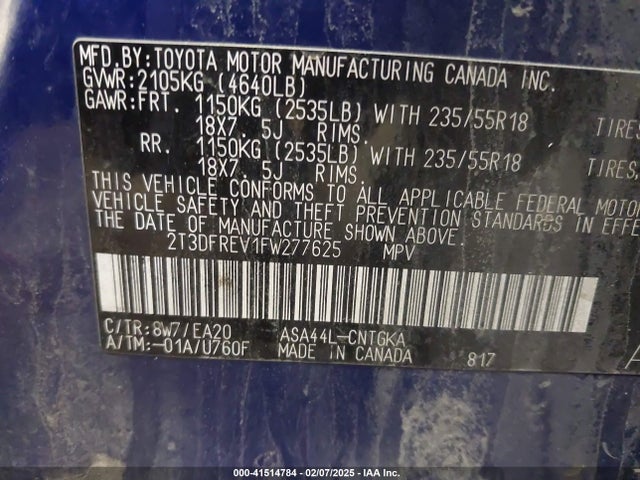 Toyota Rav4 Limited 2015 2T3DFREV1FW277625 Image 9