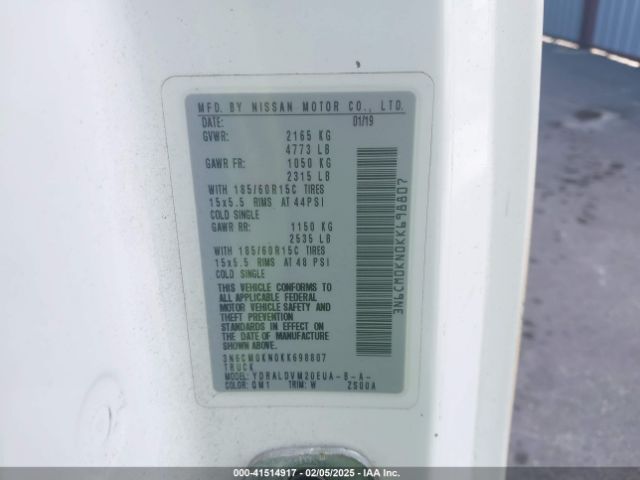 3N6CM0KN0KK698807 Nissan Nv200 S