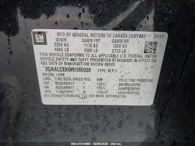 Chevrolet EQUINOX LT 2017 2GNALCEK8H1566938 Image 9