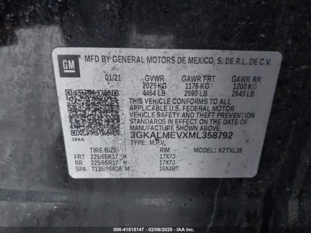3GKALMEVXML358792 GMC Terrain Fwd Sle