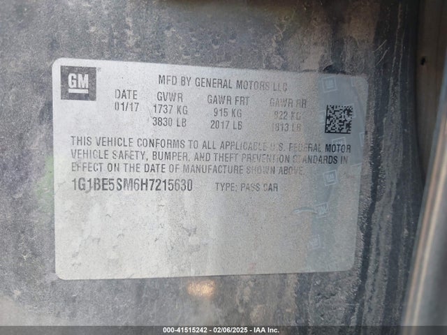 1G1BE5SM6H7215630 Chevrolet Cruze Lt Auto