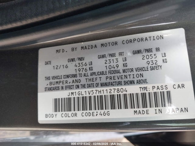 JM1GL1V57H1127804 Mazda Mazda6 Touring