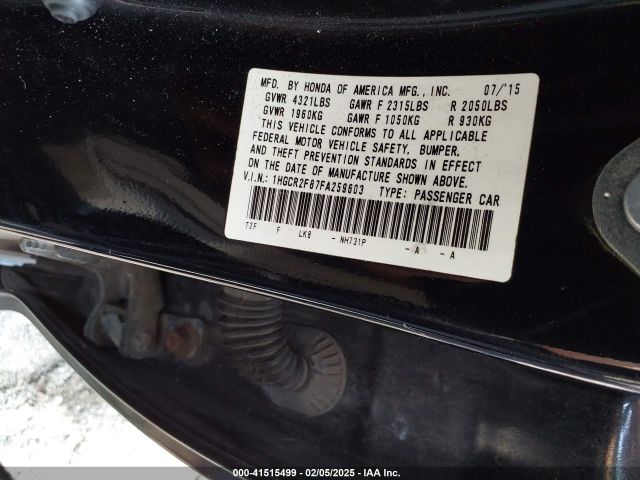 2015 HONDA ACCORD SEDAN 1HGCR2F87FA259603 Photo 8