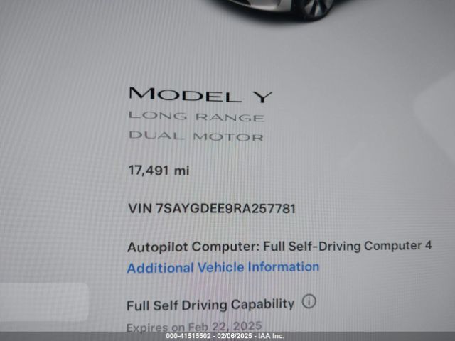 7SAYGDEE9RA257781 Tesla Model Y Long Range Dual Motor All-wheel Drive