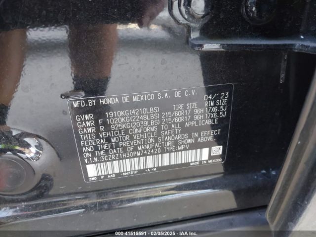 3CZRZ1H30PM742420 Honda Hr-v 2wd Lx