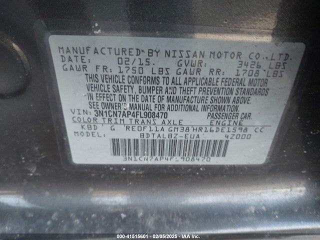 Nissan Versa 1.6 Sv 2015 3N1CN7AP4FL908470 Image 9