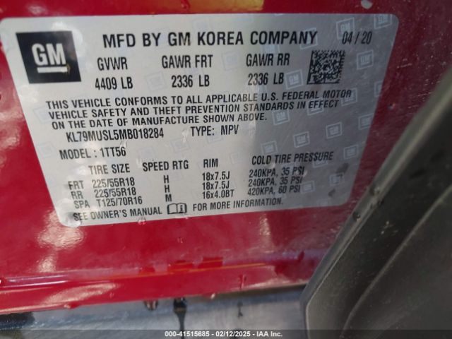 KL79MUSL5MB018284 Chevrolet Trailblazer Awd Rs