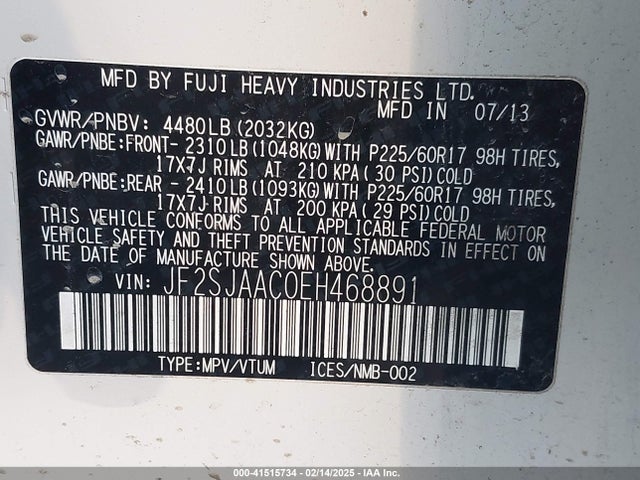 Subaru Forester 2.5i 2014 JF2SJAAC0EH468891 Image 9