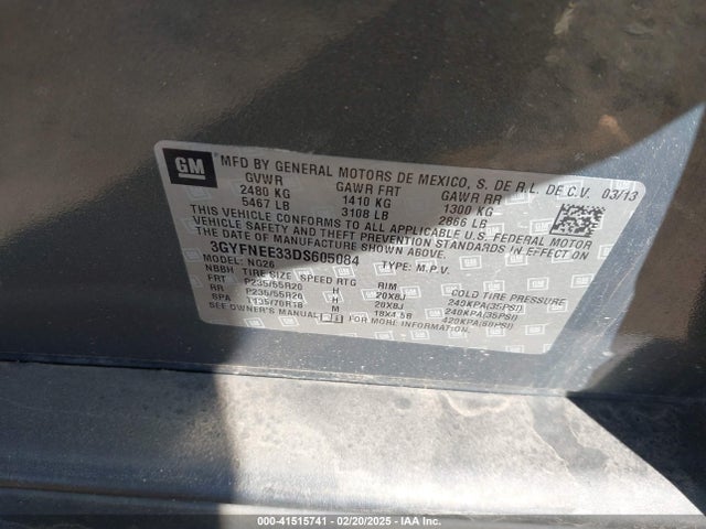 2013 CADILLAC SRX 3GYFNEE33DS605084 Photo 8