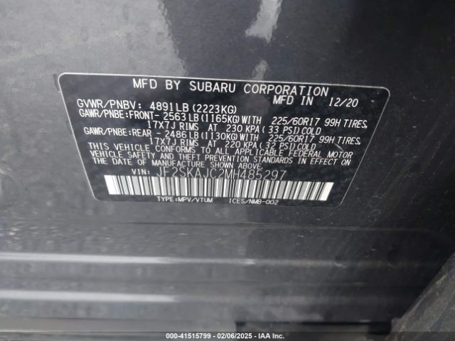JF2SKAJC2MH485297 Subaru Forester Premium