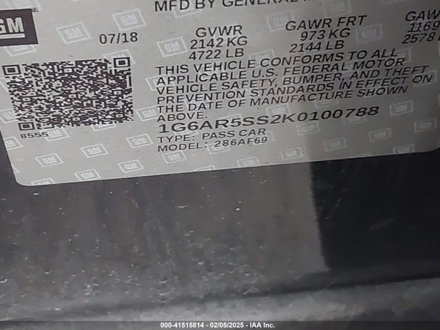 2019 CADILLAC CTS 1G6AR5SS2K0100788 Photo 8