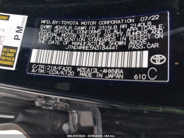 JTND4MBE5N3184441 Toyota Corolla Se Nightshade Edition