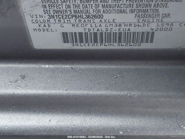 3N1CE2CP6HL362600 Nissan Versa Note Sv