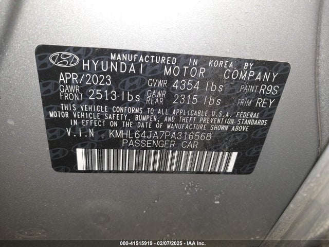 KMHL64JA7PA316568 Hyundai SONATA SEL