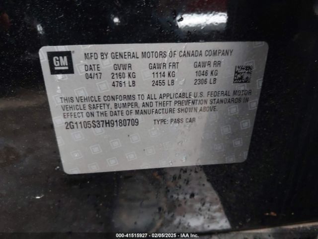 2G1105S37H9180709 Chevrolet IMPALA 1LT