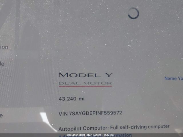7SAYGDEF1NF559572 Tesla Model Y Performance Dual Motor All-wheel Drive