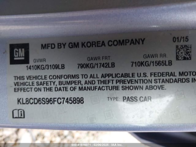 KL8CD6S96FC745898 Chevrolet Spark 1lt Cvt