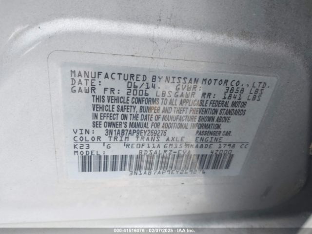 3N1AB7AP9EY269276 Nissan SENTRA SR