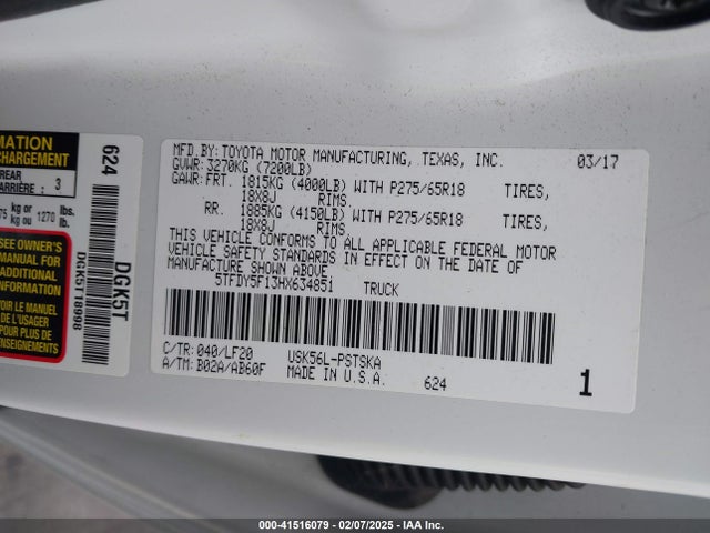 5TFDY5F13HX634851 Toyota Tundra Trd Pro 5.7l V8