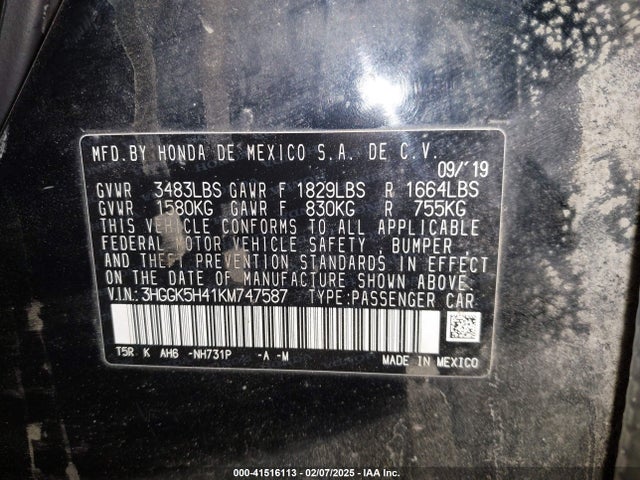 Honda FIT LX 2019 3HGGK5H41KM747587 Image 9