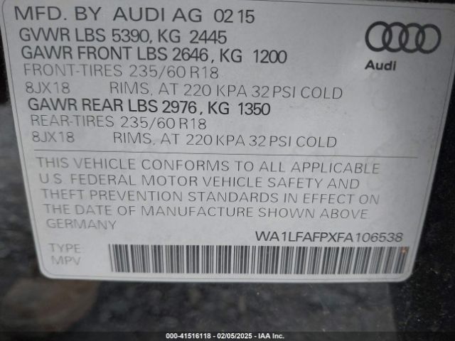 WA1LFAFPXFA106538 Audi Q5 2.0t Premium