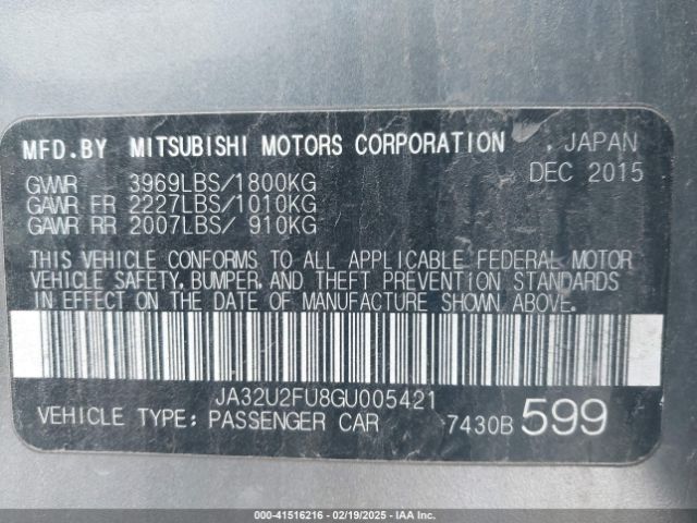 2016 MITSUBISHI LANCER JA32U2FU8GU005421 Photo 8