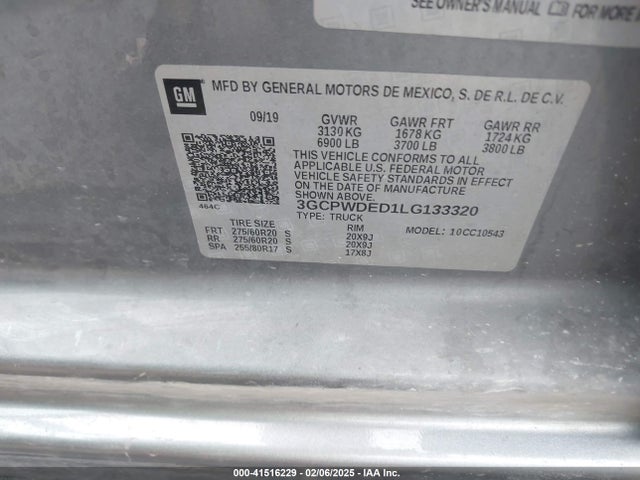 3GCPWDED1LG133320 Chevrolet Silverado 1500 2wd  Short Bed Rst
