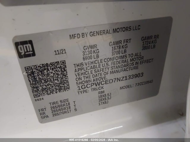 1GCPWCED7NZ133903 Chevrolet Silverado 1500 Ltd 2wd  Short Bed Lt