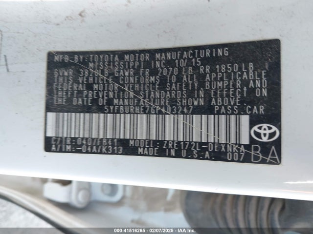 Toyota COROLLA LE 2016 5YFBURHE7GP403247 Image 9