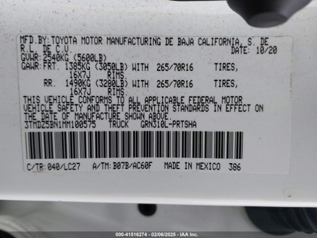 3TMDZ5BN1MM100575 Toyota Tacoma Trd Off-road