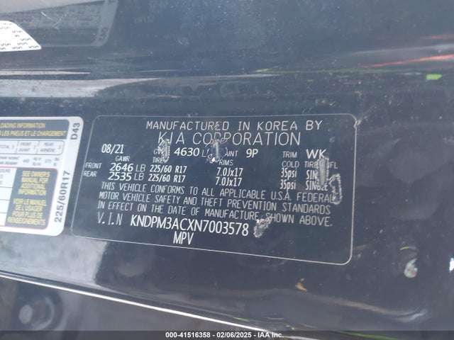 KNDPM3ACXN7003578 KIA Sportage Lx