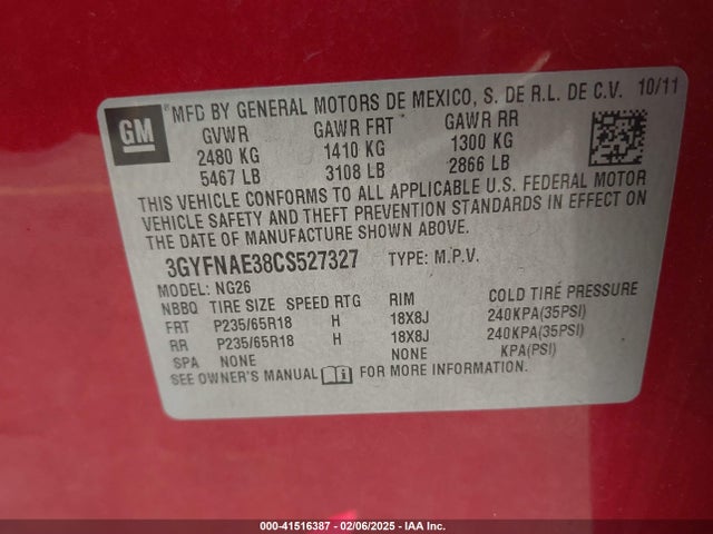 2012 CADILLAC SRX 3GYFNAE38CS527327 Photo 8
