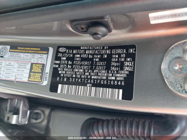 5XYKTCA61FG616846 KIA SORENTO LX