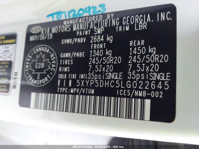 5XYP5DHC5LG022645 KIA Telluride Sx