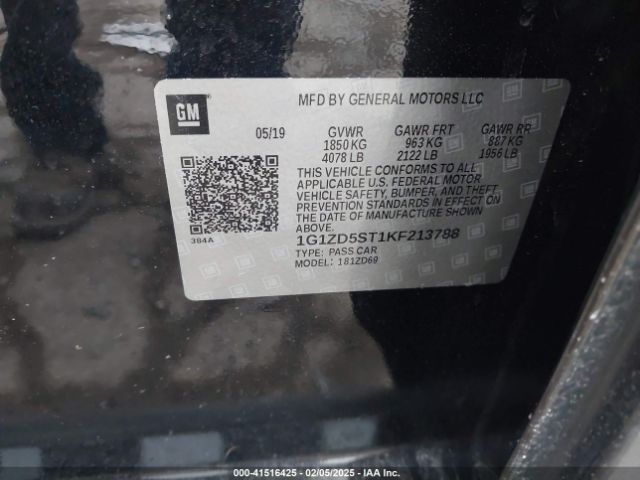 1G1ZD5ST1KF213788 Chevrolet MALIBU LT