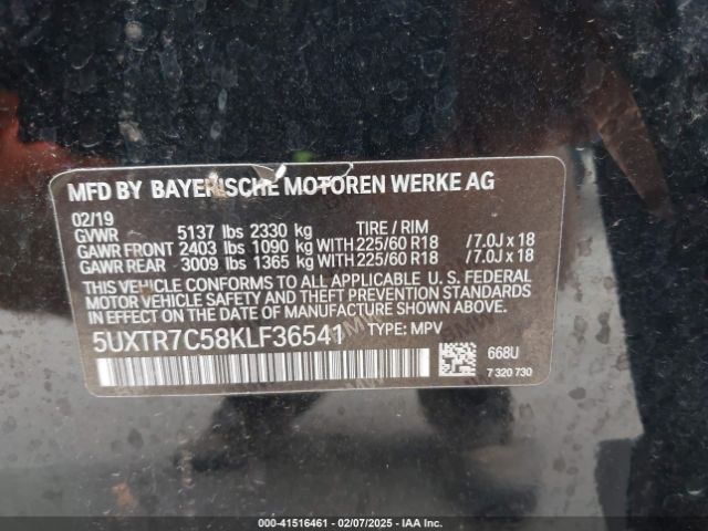5UXTR7C58KLF36541 BMW X3 Sdrive30i