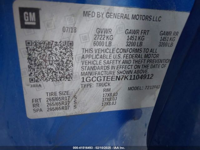 1GCGTEEN7K1104912 Chevrolet Colorado Zr2