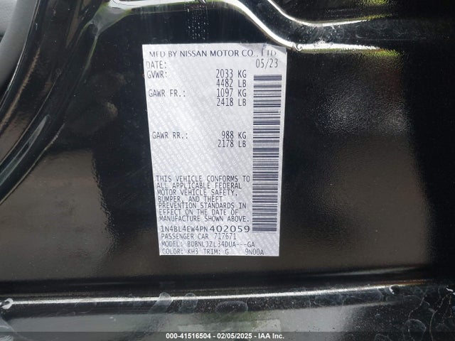 1N4BL4EW4PN402059 Nissan Altima Sl Intelligent Awd