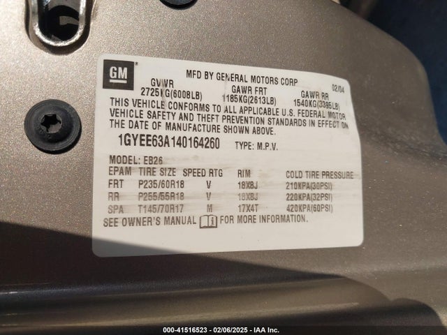 2004 CADILLAC SRX 1GYEE63A140164260 Photo 8