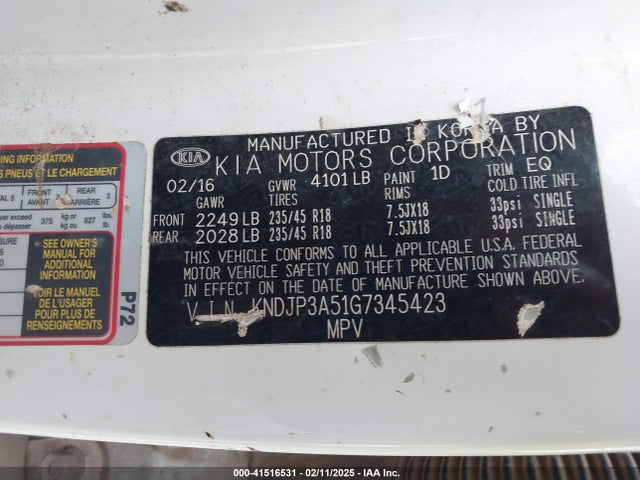 KIA SOUL + 2016 KNDJP3A51G7345423 Image 9