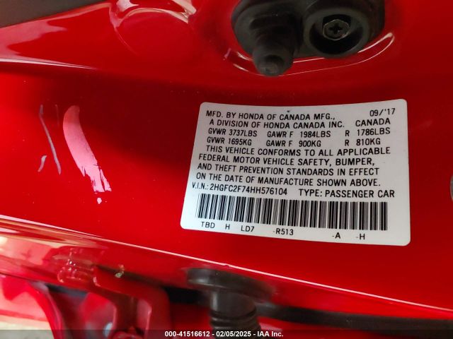 2HGFC2F74HH576104 Honda CIVIC EX