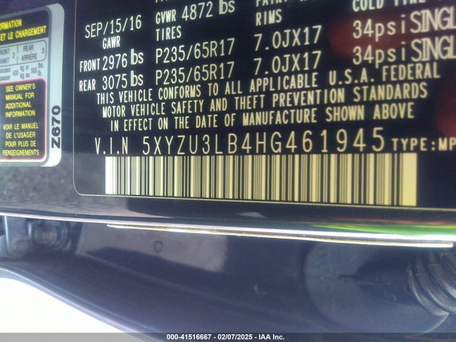 5XYZU3LB4HG461945 Hyundai Santa Fe Sport 2.4l