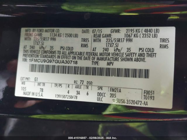 1FMCU9G97GUA30718 Ford ESCAPE SE