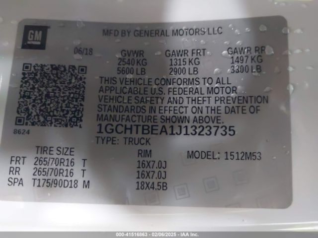 1GCHTBEA1J1323735 Chevrolet Colorado Wt