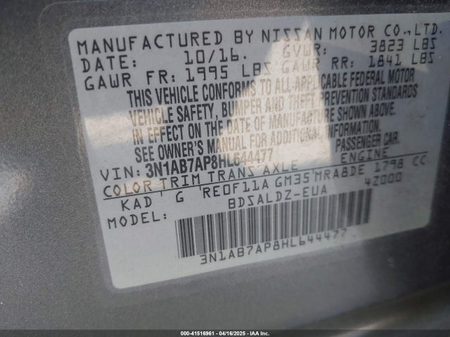 3N1AB7AP8HL644477 Nissan SENTRA SV