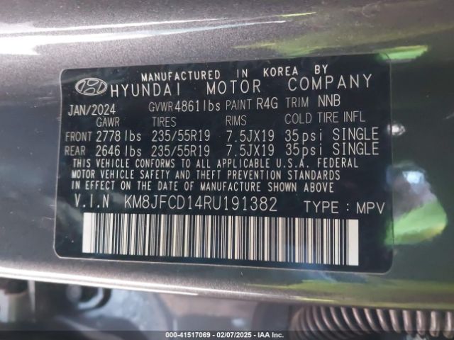 KM8JFCD14RU191382 Hyundai Tucson Hybrid N Line