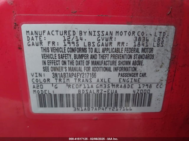 Nissan SENTRA SR 2015 3N1AB7AP4FY217166 Image 9
