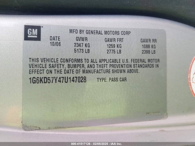 2007 CADILLAC DTS 1G6KD57Y47U147028 Photo 8